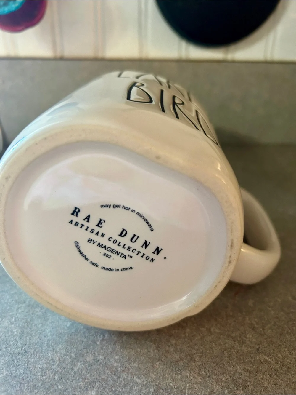 Rae Dunn EARLY BIRD White Ceramic Mug
